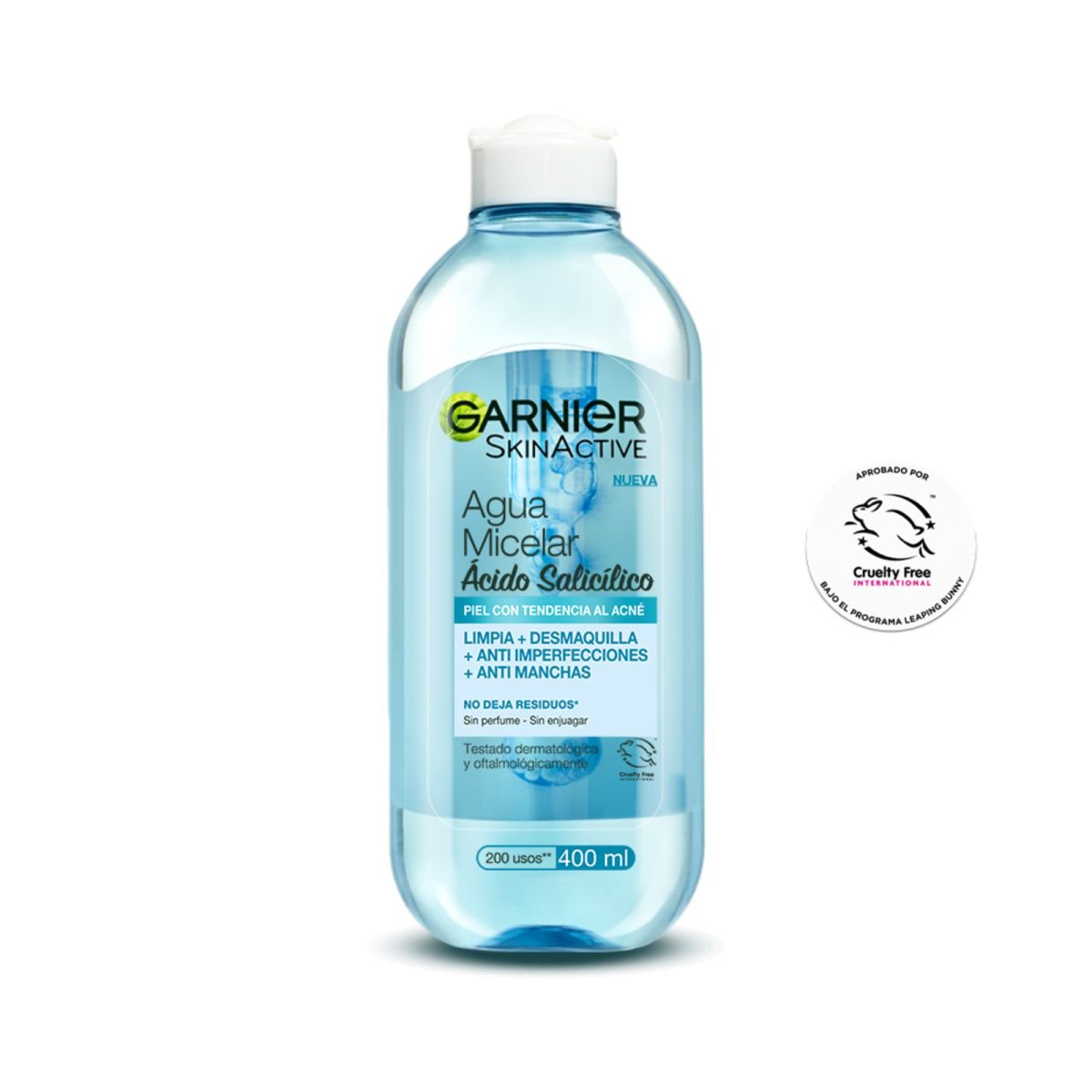 8131869 Garnier Agua Micelar Skin con Ácido Salicílico X 400 ML - Imagen de 1