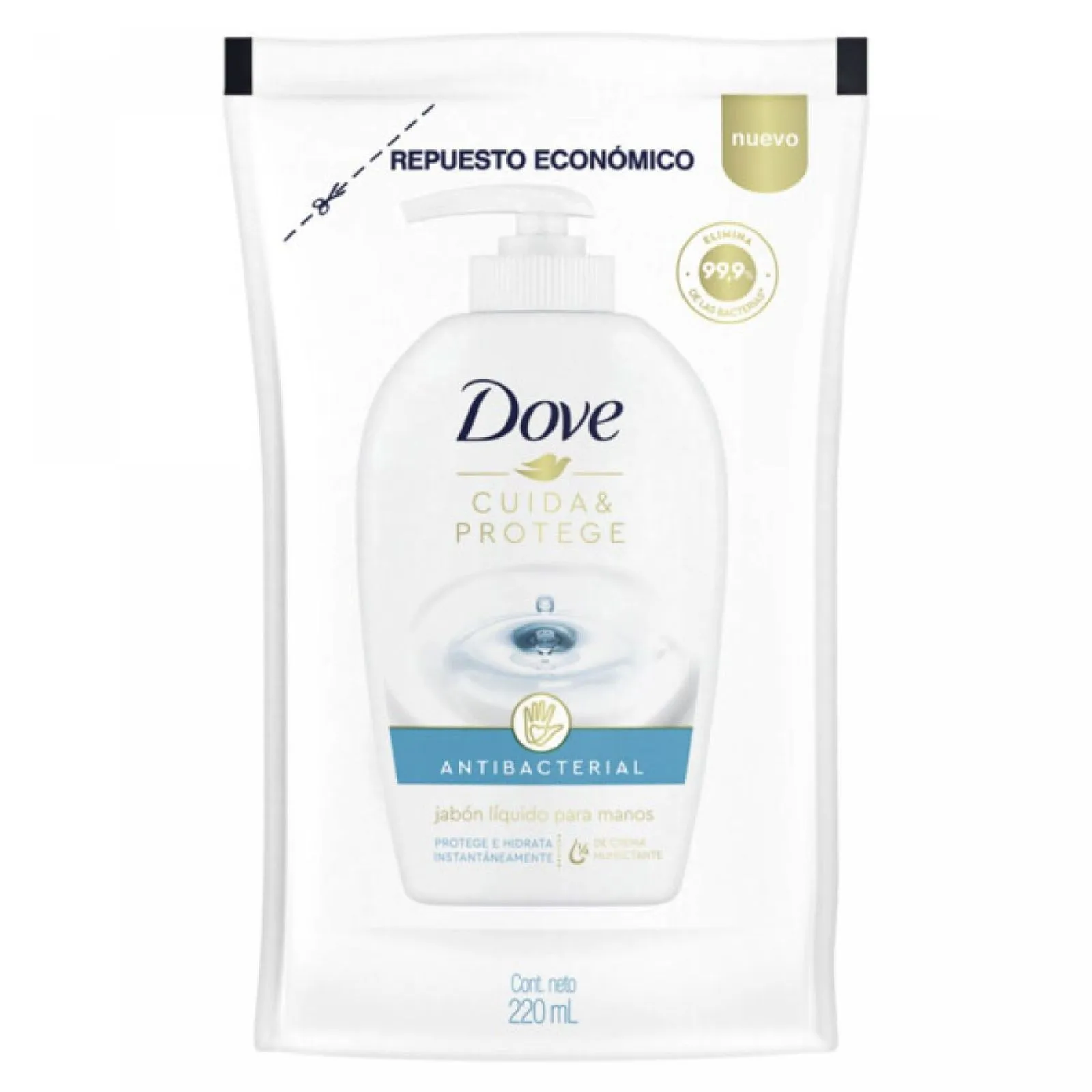 1220637-1600-1600 Dove Jabon Liquido Antibacterial Repuesto 220 ML - Imagen de 1
