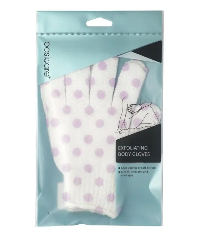 161321-800-800 Basicare Guante Exfoliante P/Cuerpo Lunares Lila - Imagen de 1