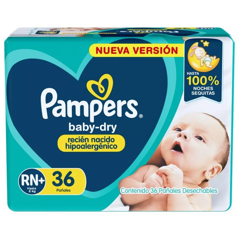169936-800-auto Pampers Baby Dry Pañales T RN+ X 36 UN - Imagen de 1