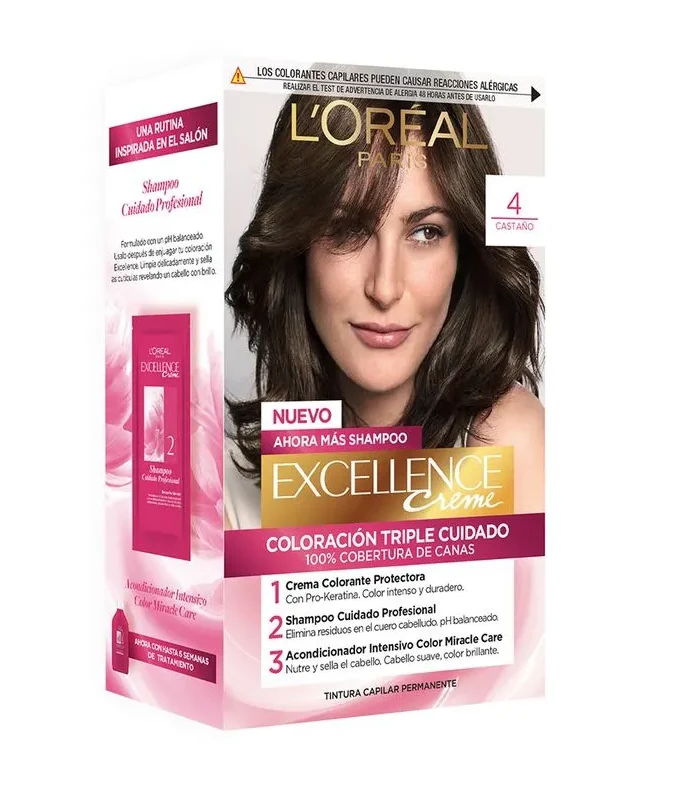 203219-800-auto Loreal Excellence Kit Coloracion 4 Castaño - Imagen de 1