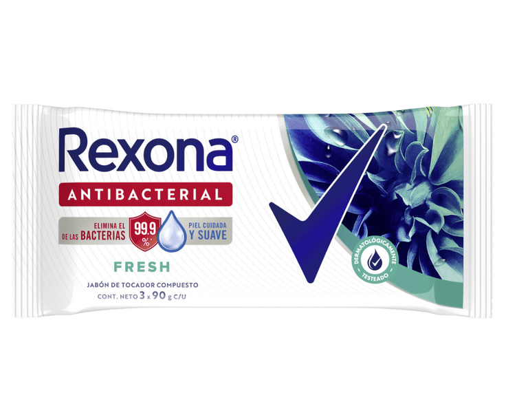 33333 Rexona Fresh Jabón En Barra Antibacterial X 90 G X 3 - Imagen de 1
