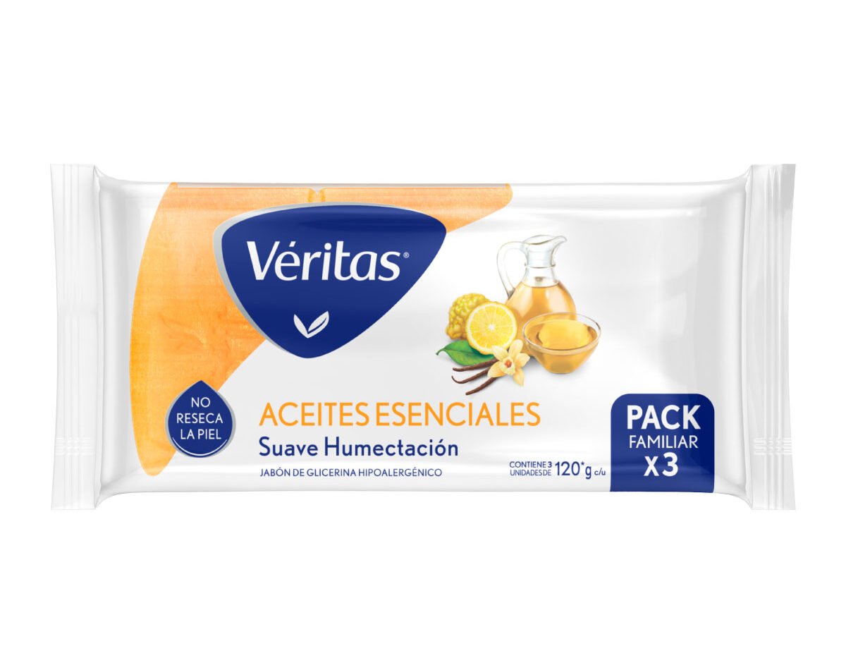 38437__89503_zoom Veritas Jabón De Tocador Glicerina Aceites Esenciales X 120 G X 3 - Imagen de 1