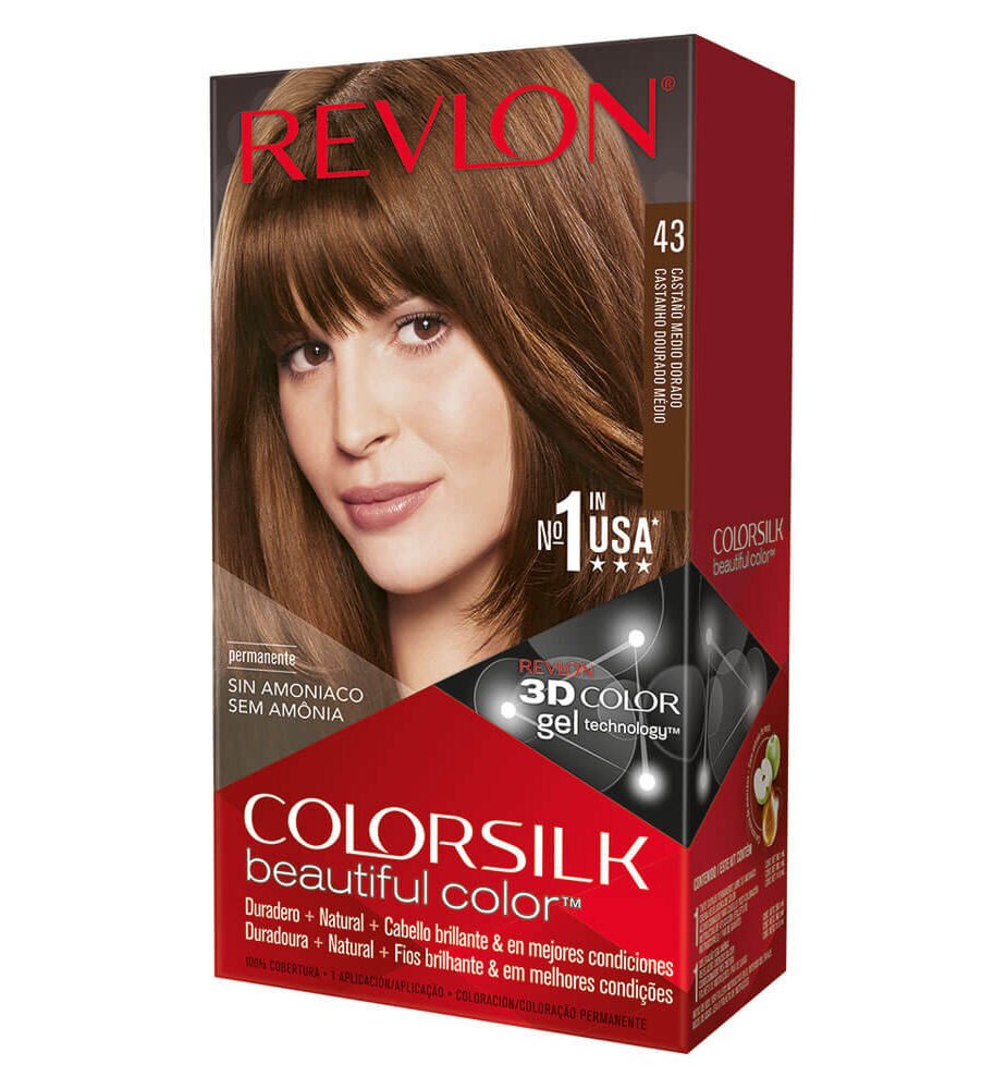 8009925 Revlon Colorsilk Kit Coloracion 43 Castaño Medio Dorado - Imagen de 1