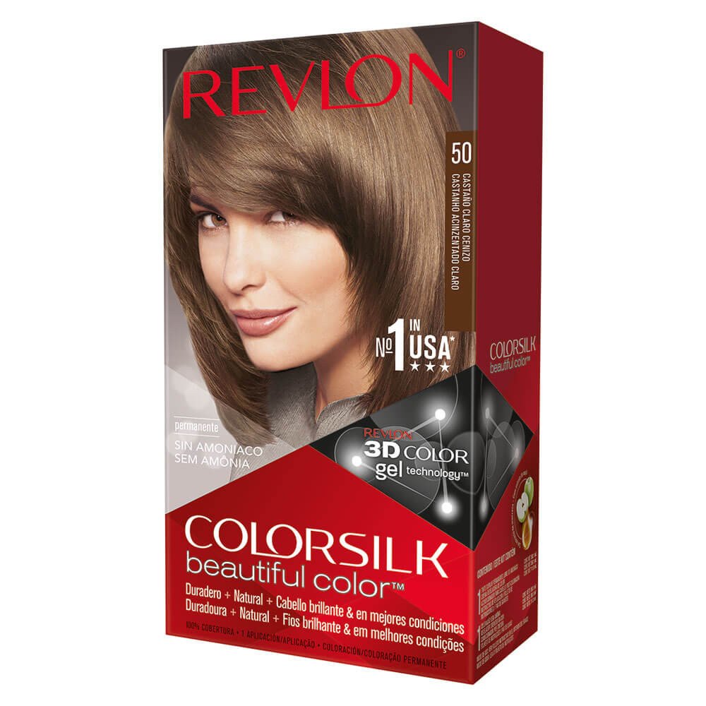 8009929 Revlon Colorsilk Kit Coloracion 50 Castaño Claro Cenizo - Imagen de 1