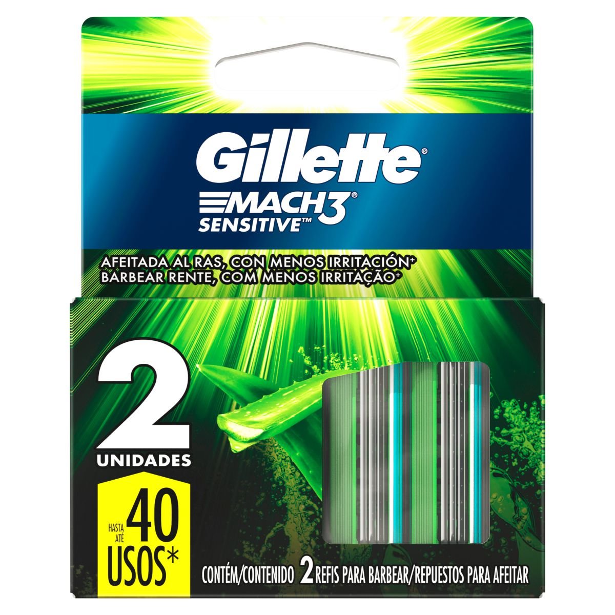 8013427 Gillette Mach3 Sensitive Repuestos X 2 UN - Imagen de 1