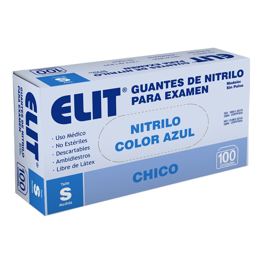 8036530 Elit Guantes Examen Nitrilo S/Polvo Chico Azul X100 - Imagen de 1
