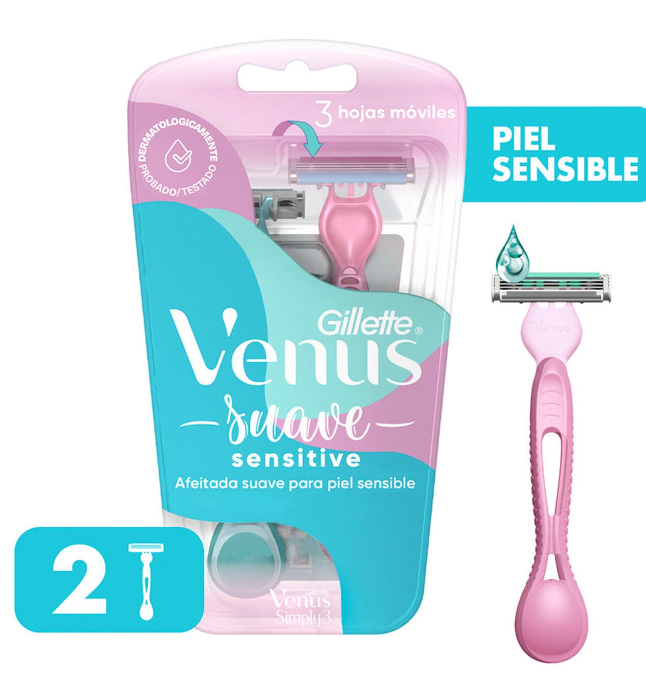 8041010 Gillette Venus Simply3 Sensitive X 2 - Imagen de 1