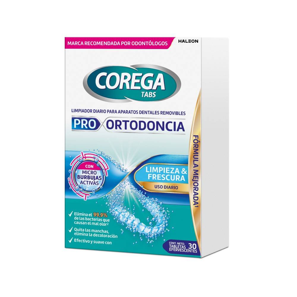 8125030 Corega Tabs Tabletas Limpiadoras Pro Ortodoncia X 30 UN. - Imagen de 1