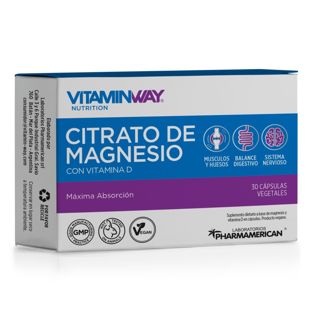 8128974 Vitamin Way Citrato De Magnesio Con Vitamina D X 30 Cápsulas - Imagen de 1