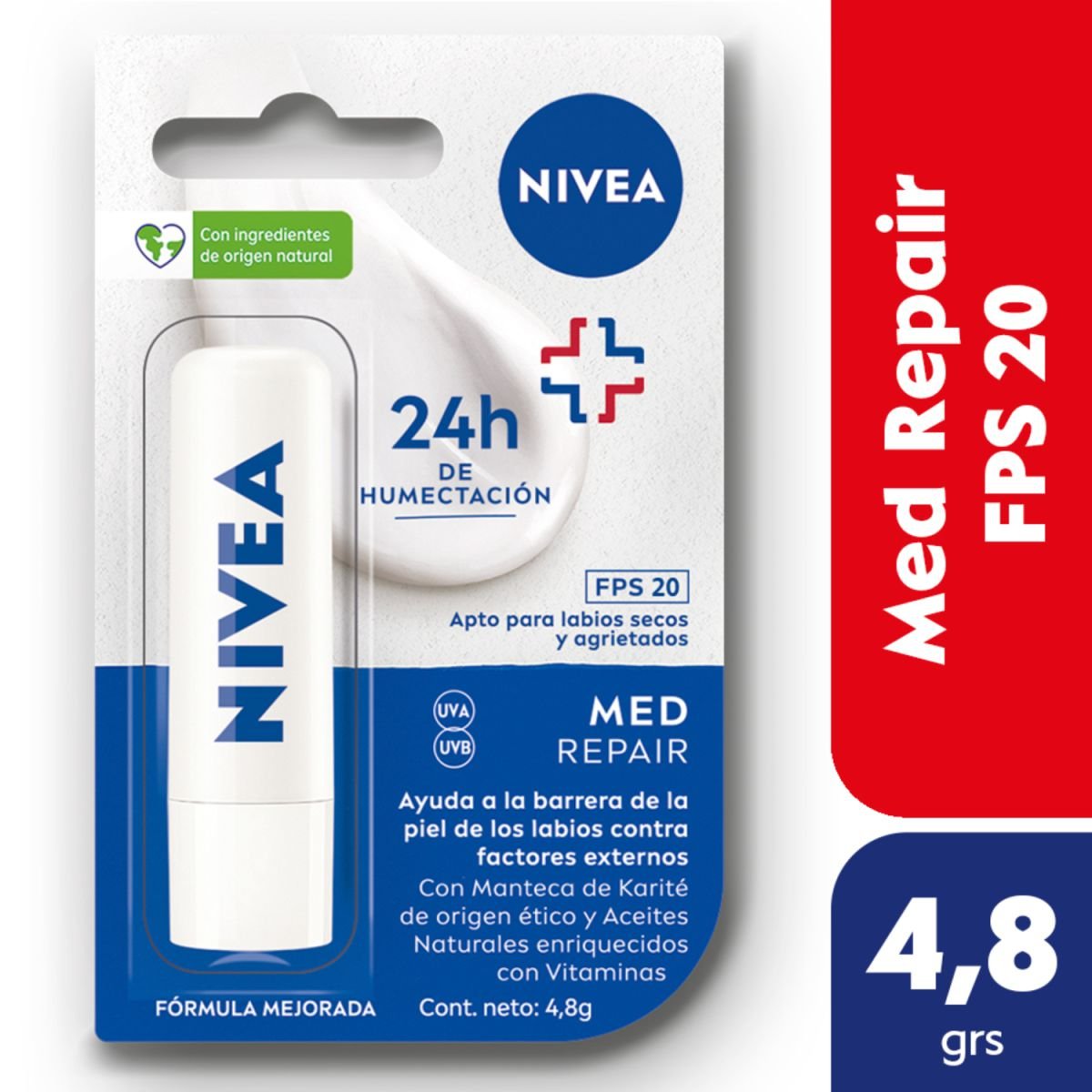 8130252 Nivea Med Repair Labial Reparador Fps 20 - Imagen de 1