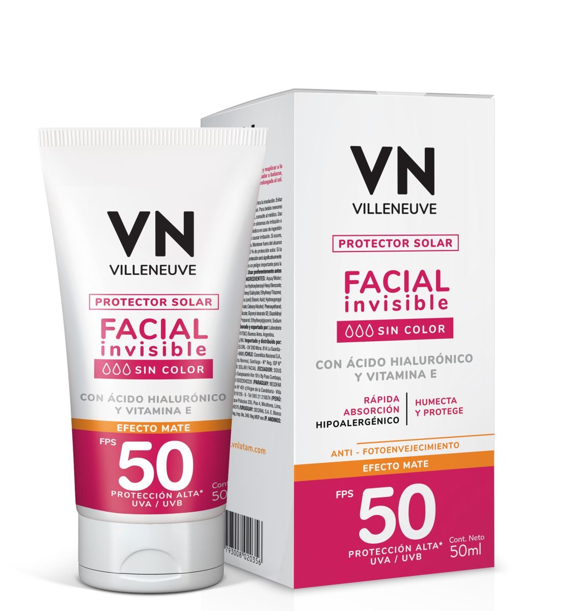 8133412 Villeneuve Protector Solar Efecto Invisible Fps 50 X 50 ML - Imagen de 1