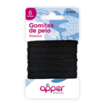 Apper Gomitas de Pelo Color Negras X 6 UNID.