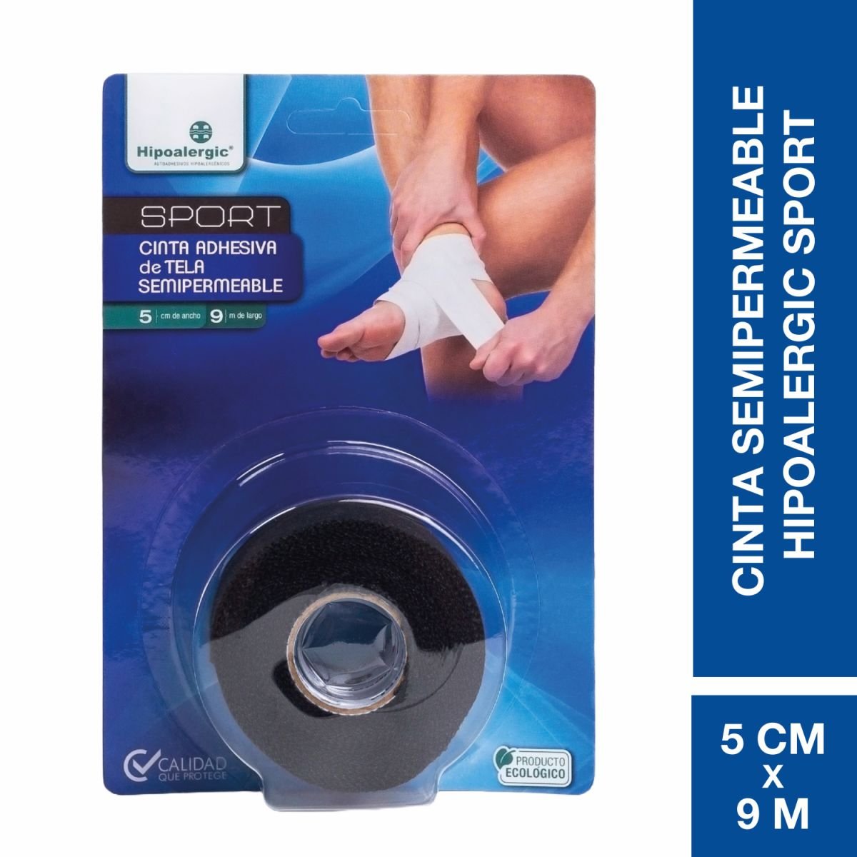 8133668 Sport Cinta Adhesiva de Tela Semipermeble Negra 5 CM X 9 M - Imagen de 1