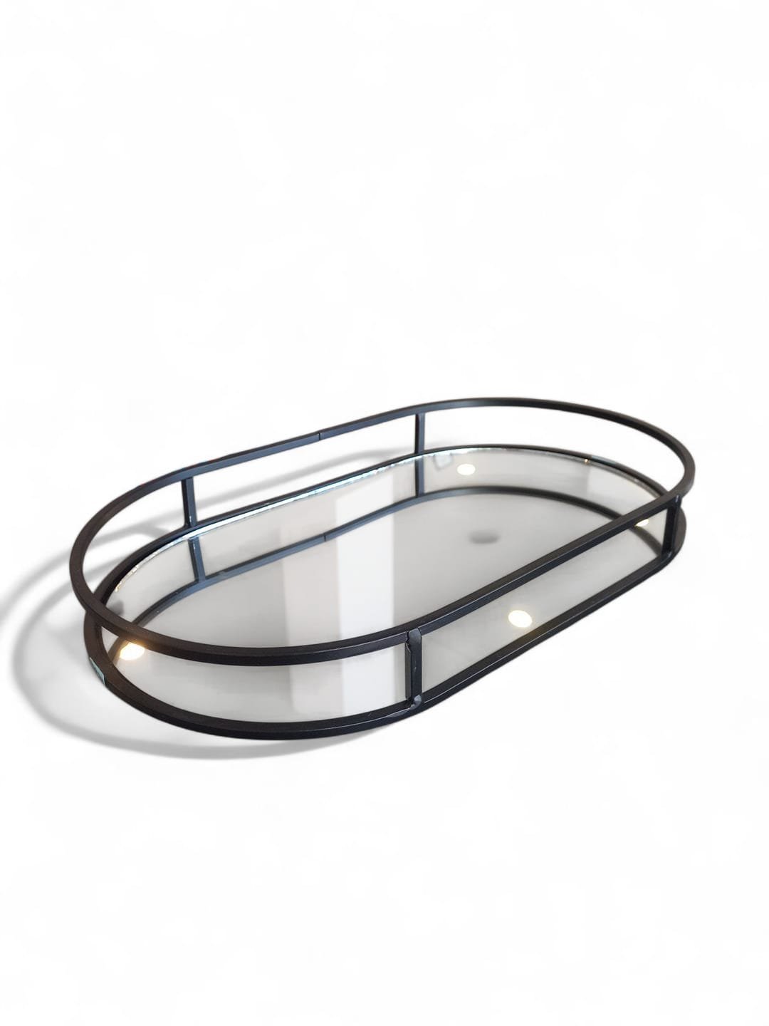 c4f67ae1-9f1e-4931-83ac-5e8a470a8de4 Bandeja Espejo Ovalada Metal Negro Grande - Imagen de 1