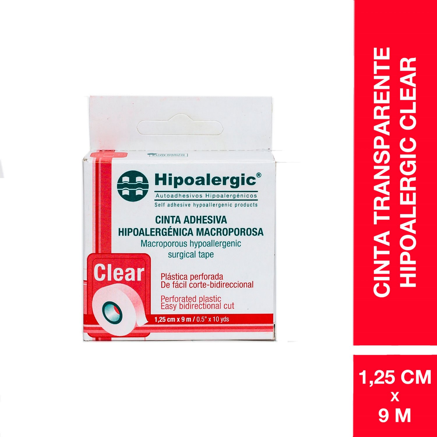 6232131 Hipoalergic Cinta Adhesiva Transparente Macroporosa Clear 1.25 CM X 9 M - Imagen de 1