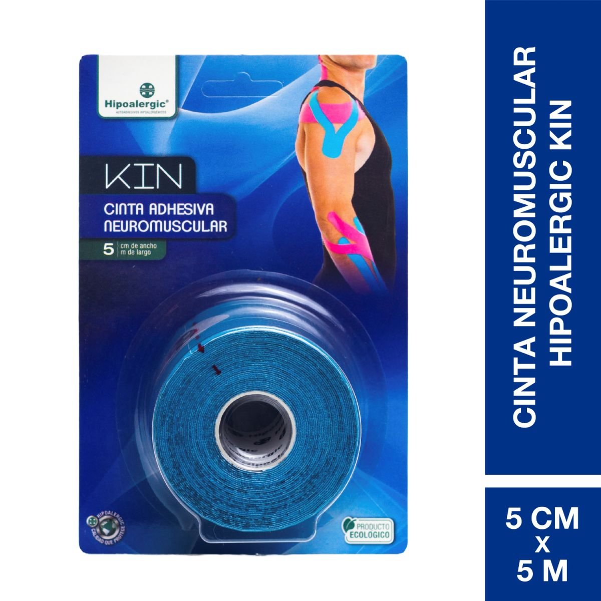8038803 Hipoalergic Cinta Adhesiva Neuromuscular Kin 5cm X 5m Azul X1 - Imagen de 1