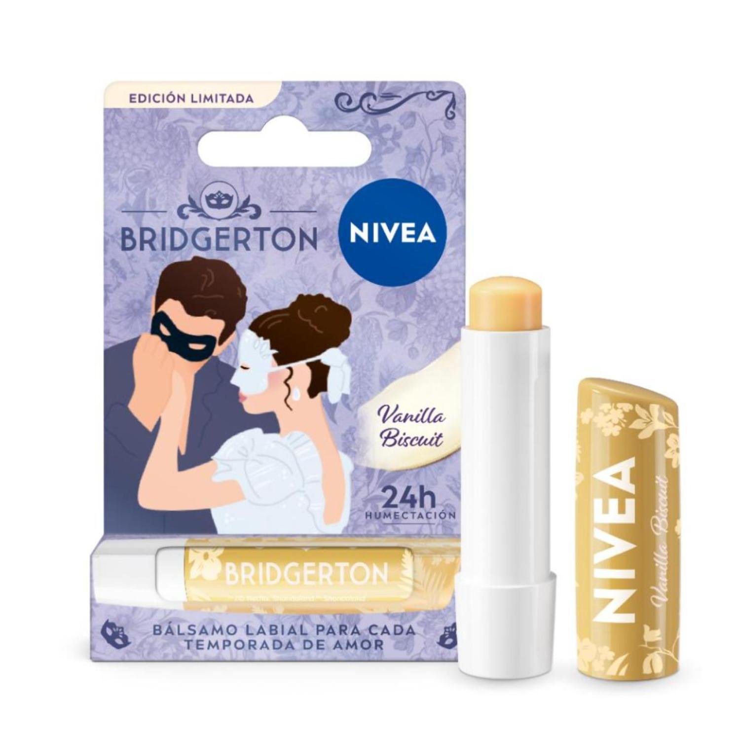 8141624 Nivea Bálsamo Labial Edición Bridgerton Vanilla Biscuit X 4,8 G - Imagen de 1